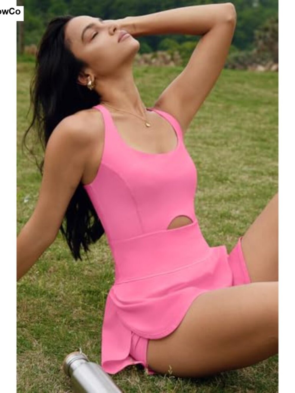 Women's Athletic Onesie Romper with Cutout Top - Sleeveless Running Jumpsuit - Picture 4 of 6